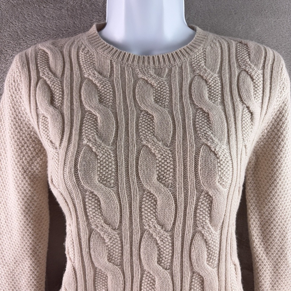 Max Mara Sweater Womens Size XS Beige Cable Knit Crewneck Italian Luxury - Picture 3 of 7